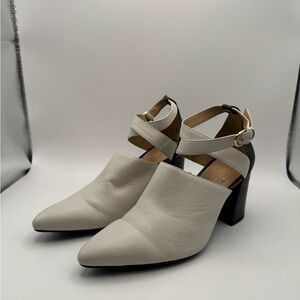 Naturalizer Leather Heels Cream Black Women’s 6.5